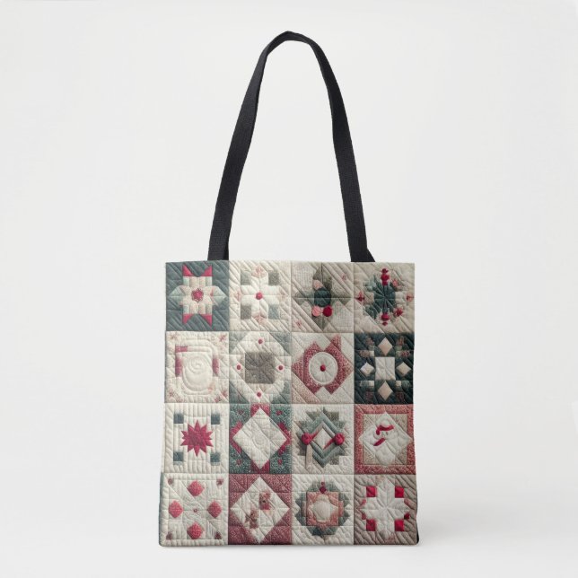 Quilted Christmas Designs Tote Bag (Front)
