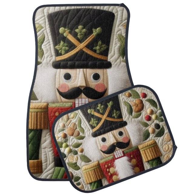 Quilted Christmas Nutcracker Car Floor Mat (Set)