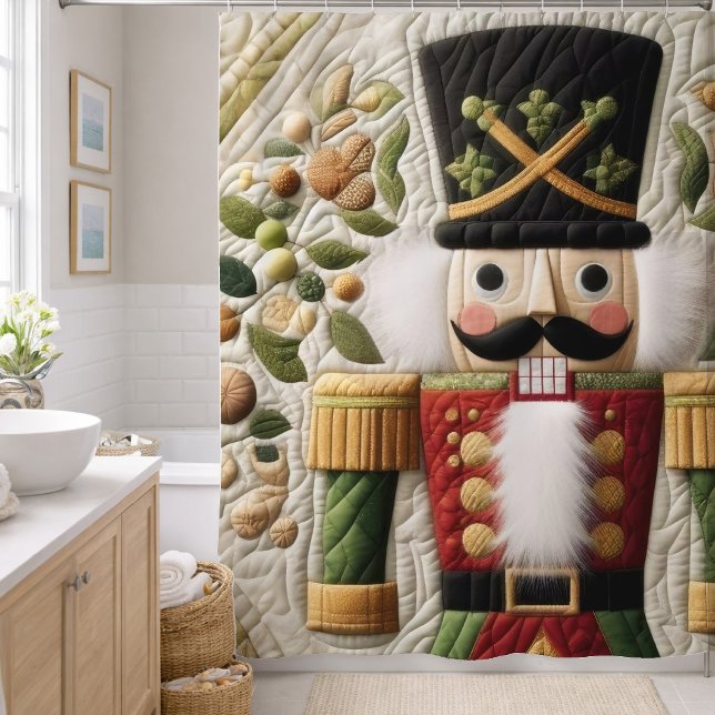 Quilted Christmas Nutcracker Shower Curtain (Creator Uploaded)