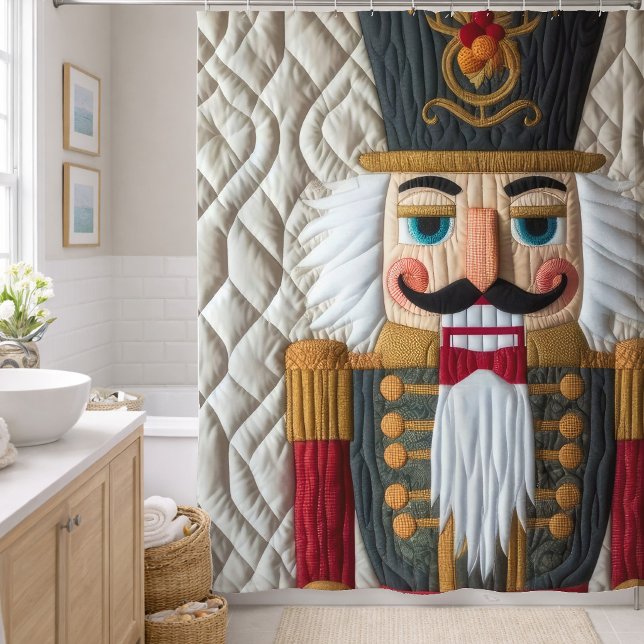 Quilted Christmas Nutcracker Shower Curtain (Creator Uploaded)