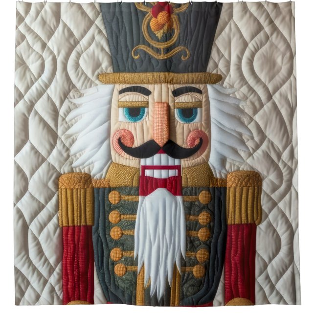 Quilted Christmas Nutcracker Shower Curtain (Front)