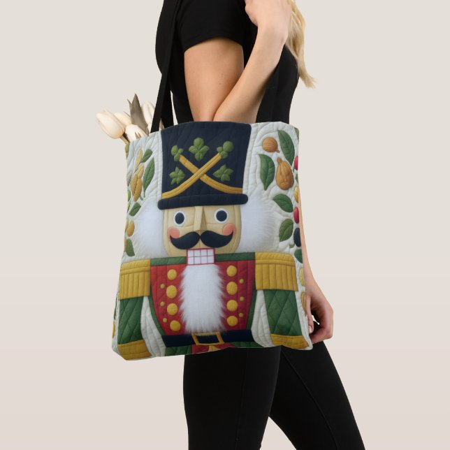 Quilted Christmas Nutcracker Tote Bag (Close Up)