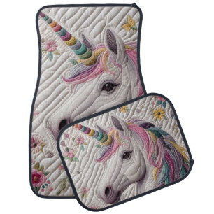Quilted Christmas Unicorn Car Floor Mat