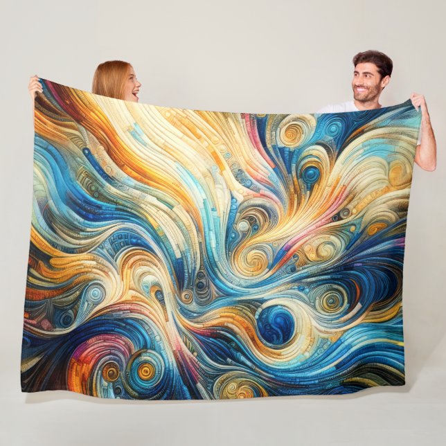 Quilted Colorful Abstract Design Fleece Blanket (In Situ)