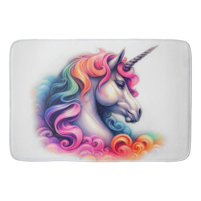 Quilted Colorful Unicorn Bath Mat (Front)