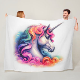 Quilted Colorful Unicorn Fleece Blanket