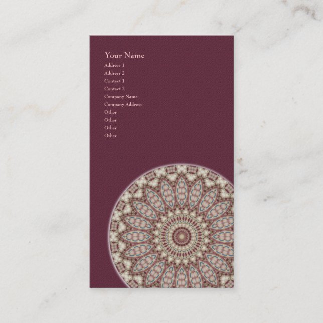 Quilted Comfort Mandala - Vertical Business Card (Front)