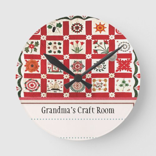 Quilted Customizable Craft Door Sign Round Clock