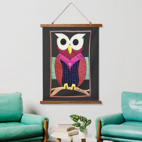 Quilted cute owl design Great idea for kids cloth Hanging Tapestry