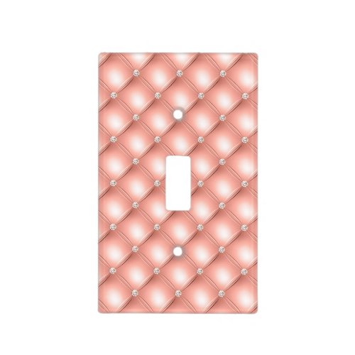 Quilted Diamond Sparkly Rose Gold Pink Luxury Light Switch Cover