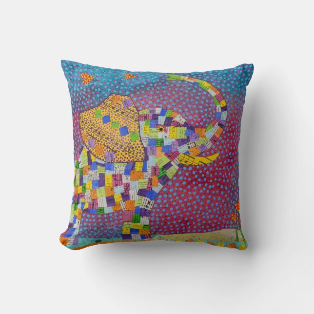Quilted Elephant Throw Pillow (Front)