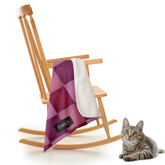 Quilted Floral Patchwork - Rose Shades - your name Sherpa Blanket (Creator Uploaded)