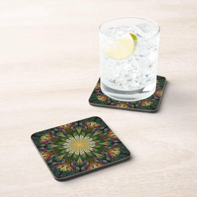 Quilted Flower Beverage Coaster (Right Side)