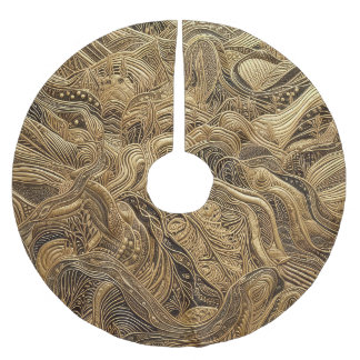 Quilted Gold Abstract Design Brushed Polyester Tree Skirt