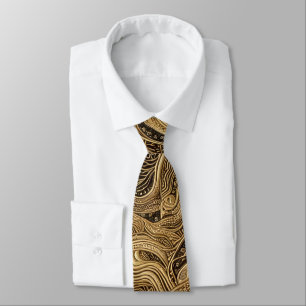 Quilted Gold Abstract Design Neck Tie