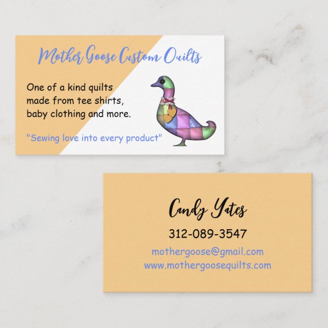 Quilted Goose Custom Sewing Business Card (Front/Back)