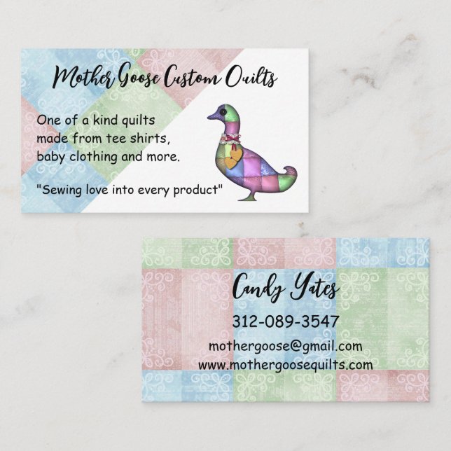 Quilted Goose Custom Sewing Business Card (Front/Back)