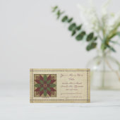 Quilted Green Burgundy Star Business Card (Standing Front)