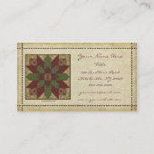 Quilted Green Burgundy Star Business Card (Front)