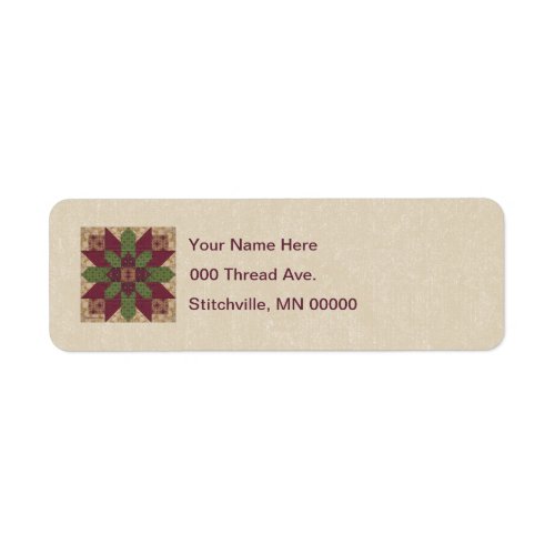 Quilted Green Burgundy Star Label
