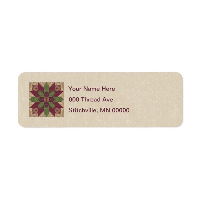 Quilted Green Burgundy Star Label (Front)