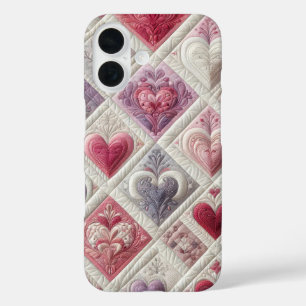 Quilted Heart Design iPhone 16 Case