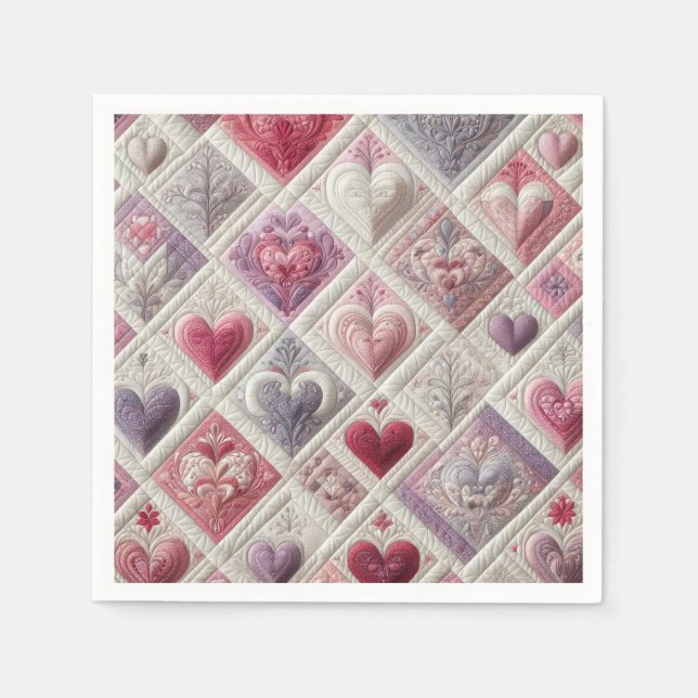 Quilted Heart Design Napkins (Front)