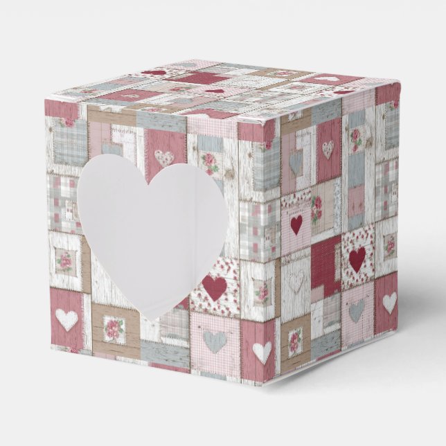 Quilted Hearts Favor Boxes (Front Side)