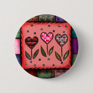 Quilted Hearts T-shirts and Gifts Button