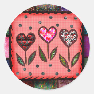 Quilted Hearts T-shirts and Gifts Classic Round Sticker