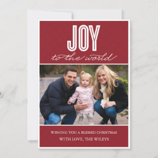 'Quilted Joy' (Cranberry) Holiday Photo Card