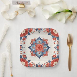 Quilted-Look Christmas Holiday Paper Plates