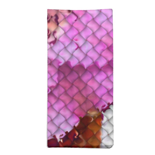 Quilted Look Mosaic Abstract Floral Cloth Napkin (Folded)