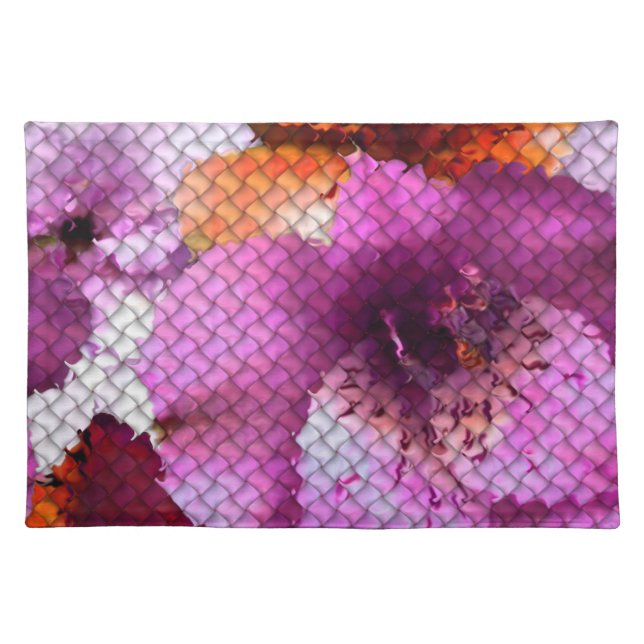 Quilted Look Mosaic Abstract Floral Cloth Placemat (Front)