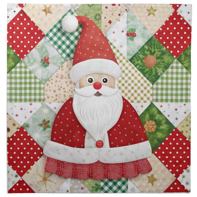 Quilted Look Santa Cloth Napkin (Front)