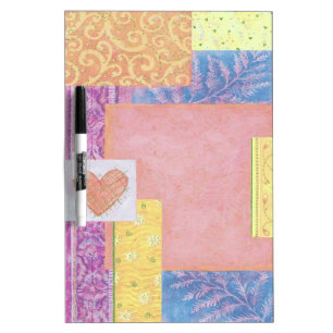 Quilted pastel heart design dry erase board