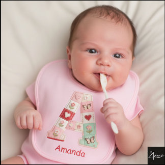 Quilted Patchwork Initial Letter A Nursery Baby Bib