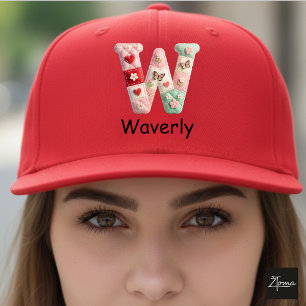 Quilted Patchwork Initial Letter W Nursery Trucker Hat