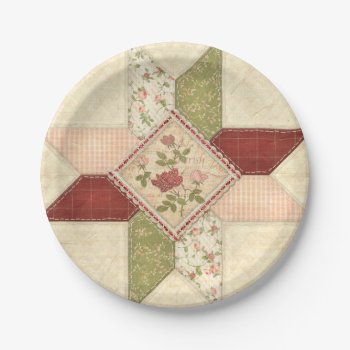 Quilted Patchwork Paper Plate by VariedTreasure at Zazzle