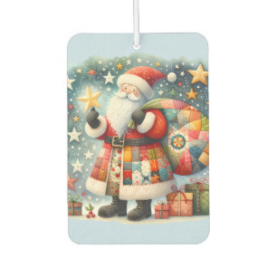 Quilted Patchwork Santa with Christmas Stars Air Freshener