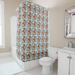 Quilted Patchwork Santa with Christmas Stars Shower Curtain