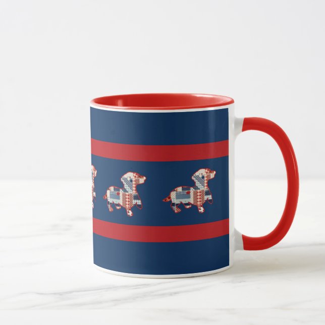 Quilted Patriotic Dachshund  Mug (Right)