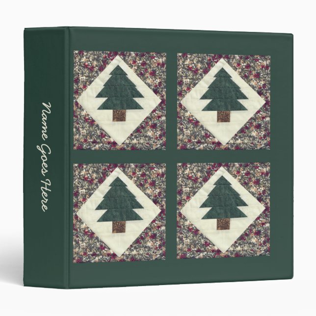 Quilted Pine Trees 3 Ring Binder (Front/Spine)