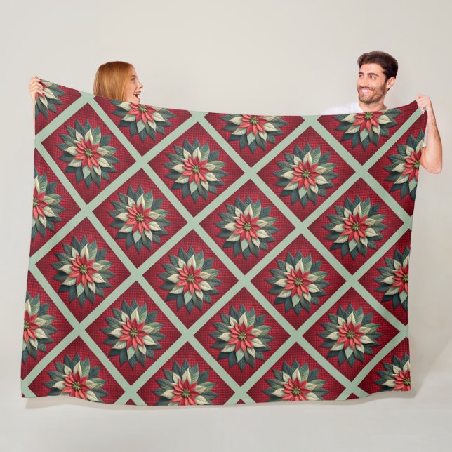 Quilted Poinsettia Fleece Blanket (In Situ)