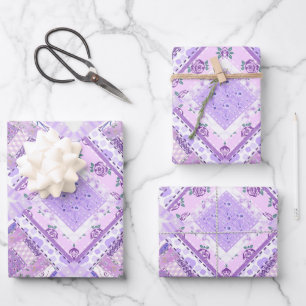Quilted Purples Wrapping Paper Sheets