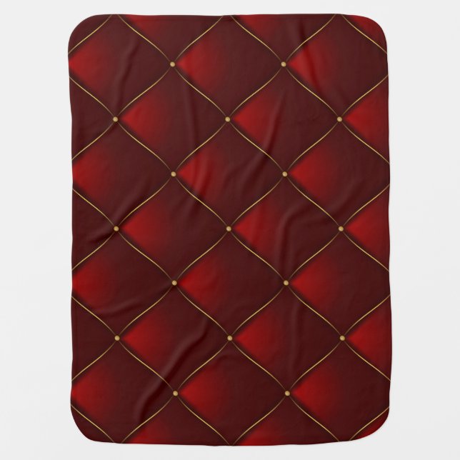 Quilted Red Gold Thread Background Baby Blanket (Front)