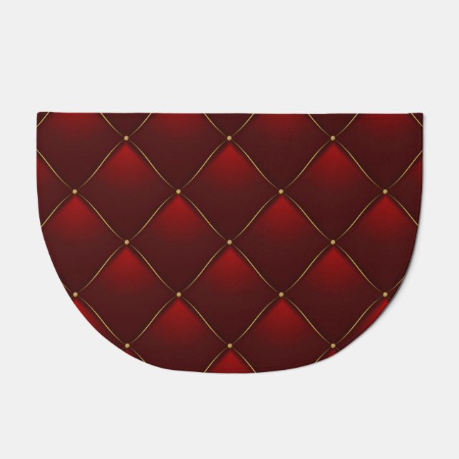 Quilted Red Gold Thread Background Doormat (Front)