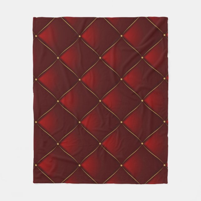 Quilted Red Gold Thread Background Fleece Blanket (Front)