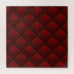 Quilted Red Gold Thread Background Jigsaw Puzzle