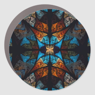 Quilted Star Abstract in Blues Car Magnet